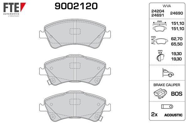 FTE 9002120 | Fren Balatası Ön Toyota Avensis 2009- Verso 2010-