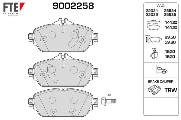 FTE 9002258 | Fren Balatası Ön W205 14-S205 14-C205 15-A205 16-W213 16-S213 16-A238 17 -