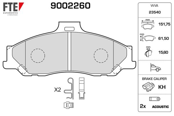 FTE 9002260 | Ön Fren Balatası Ranger 2.5 TD 4X4 04-2.5,2,5D 4X4 99-02 06-11 Mazda B2500 01-03 Bt 50