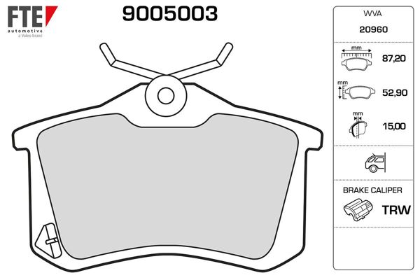 FTE 9005003 | Disk Fren Balatası (Arka) Audi A4 1.6 / 1.8 / 2.0 / 2.4 / 3.0 / 1.9D / 2.0D / 2.5D 10 / 00-06 / 08 Audi A4 Cabrıo 1.8 / 2.0 / 2.4 / 3.0 / 2.0D / 2.5D / 2.7D 04 / 02-03 / 09 Audi A4 Cabrıo Quattro 1.8 / 3.0 04 / 03-12 / 05 Audi A4 Quattro 1.8 | 1 Adet