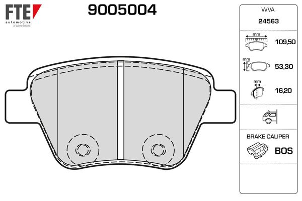 FTE 9005004 | Arka Fren Balatası Leon Caddy Octavia 1,4Tsı / 1.6 / 1,8Tsı / 1.9 TDI / 2.0 09 / 04 >