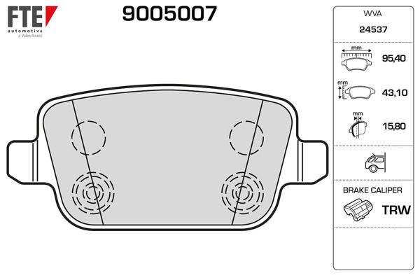 FTE 9005007 | Arka Fren Balatası Mondeo IV Ca2 07-14 S-Max 09-06-S-Max 09-Mondeo III 00-07 IV 07-Kuga 08-Galaxy III 06-/ S80 II 06-S80 Volvo 07-V70 06-V70 Volvo 07-Xc70 06-/ Freelander 2 2.2