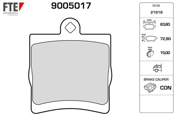 FTE 9005017 | Fren Balatası Arka W202 95-00 S202 96-00 W203 00-07 Cl203 08-11 W210 95-00 R170 96-00 R171 04-11