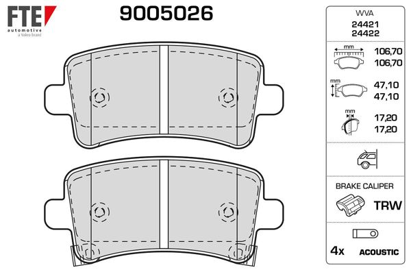 FTE 9005026 | Arka Fren Balatası Insignia A 09-17
