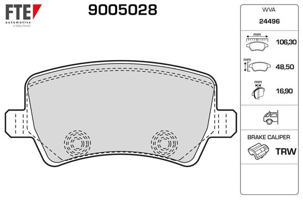 FTE 9005028 | Arka Fren Balatası S-Max 09-06-Galaxy III 06-/ S60 10-S80 06-V60 V70 06-Xc60 08-Xc70 06-/ R