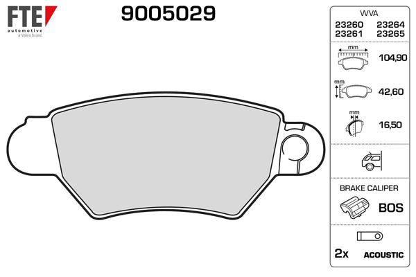 FTE 9005029 | Arka Fren Balatası (Dısklı Frenler) Astra G Zafira A