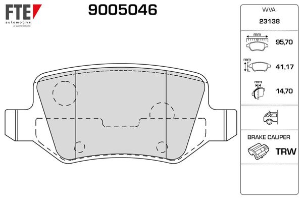 FTE 9005046 | Fren Balatası Arka W168 97  04 W169 04  12 W245 08  11 Vaneo 414 02  05