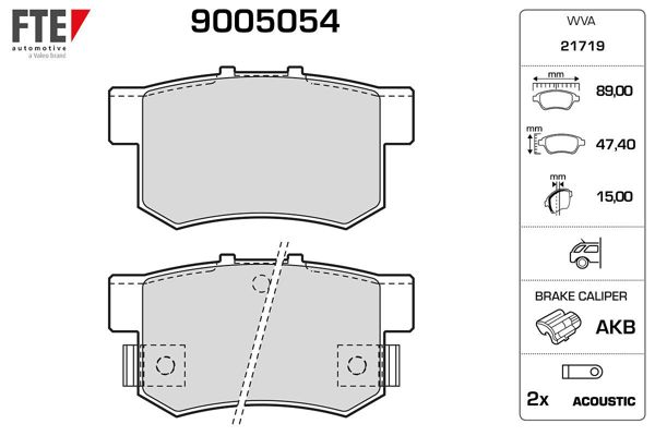 FTE 9005054 | Arka Fren Balatası Honda Civic 2001- CRV 2001-2007 / Accord 1998-2008 / Frv 04-