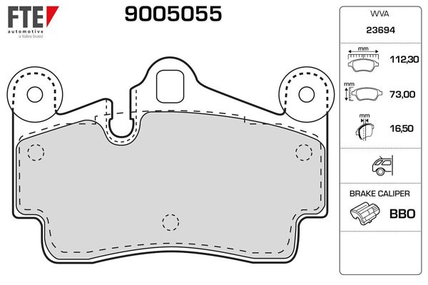 FTE 9005055 | Arka Fren Balatası 18Inc Cayenne 3,2 10 / 03 > Touareg 3,2 V6 5,0 V10 TDI 10 / 02 >
