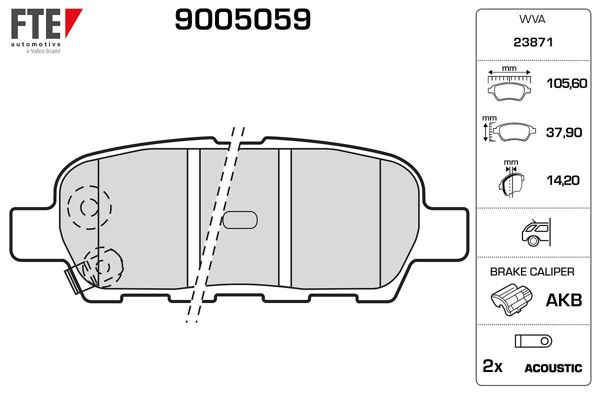 FTE 9005059 | Arka Fren Balatası Nissan Qashqai J10 07-13 Xtrail 07-13 Parthfınder 13- Koleos 08- Juke 10- Suzuki Grand Vitara 08-