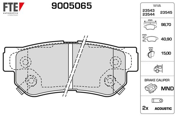FTE 9005065 | Arka Fren Balatası Disk Elantra 06-10 / Getz 02-11 / Matrix / Santafe 01-06 / Sonata 98-05 / Sonata 05-07 / Tucson 04-08 / Sportage 04-10 / Carens 06-/ Magentis 04-10 | 1 Adet