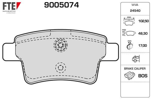 FTE 9005074 | Arka Fren Balatası C4 Picasso C4 Grand Picasso 1.6 HDI 110Fap 1.8 16V 2.0 16V 2.0 HDI 138 Fap 10 / 06