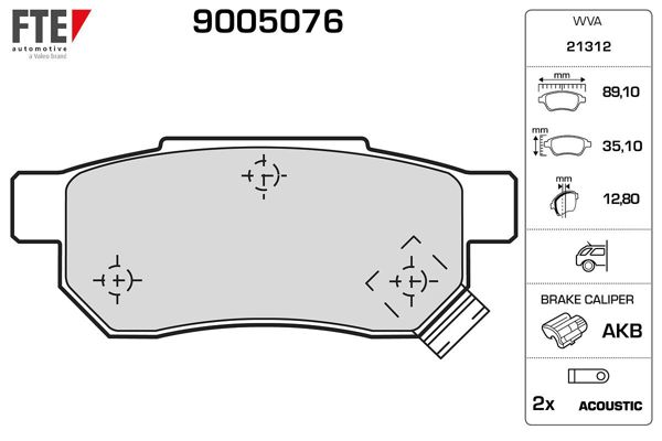 FTE 9005076 | Arka Fren Balatası (Disk İçin) Honda Civic 1996-2000 Jazz City 2002-2010 Crx 92-98 Integra 88-97
