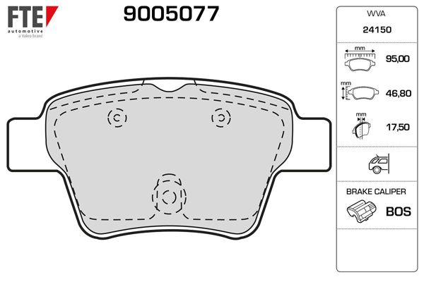 FTE 9005077 | Arka Fren Balatası P307 C4 C4 Coupe P207 1.4 16V.1.6 16V.1.6 HDI 110 Fap.1.6 HDI 90 2.0 16V.2.0 HDI 135 Fap (Küçük Tip)