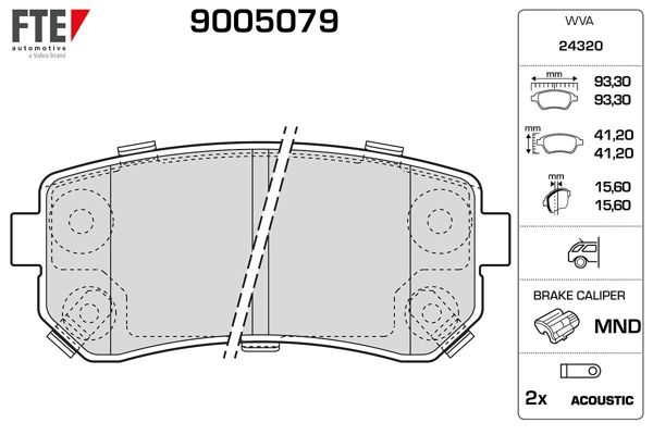 FTE 9005079 | Arka Fren Balatası Hyundai Accent Era 06-> / i20 08-15 / i30 07-12 / Ix20 10-> / Ix35 10-> / Sonata