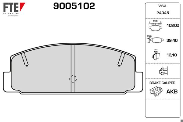 FTE 9005102 | Fren Balatası Arka Mazda 323 626 2.0 98 > 02 Mazda 6 03 > 10 Premacy 99-05