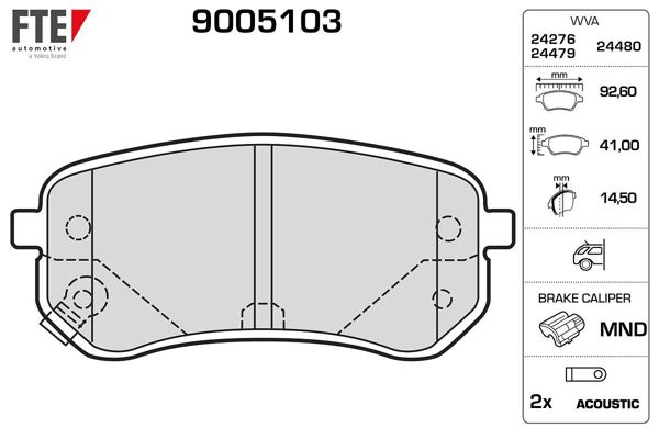 FTE 9005103 | Arka Fren Balatası Hyundai i10 1.1 1.1 CRDI 2007-> Kia Picanto 1.0 1.1 2004->