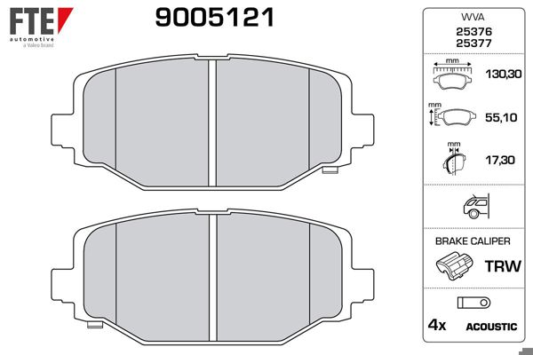 FTE 9005121 | Disk Fren Balatası (Arka) Fiat Freemont 2.0 Mjet 4X2 136 16V 06.11-09.15 Rr, Fiat Freemont 2.0 Mjet 4X2 140 16V 06.11-09.15 Rr, Fiat Freemont 2.0 Mjet 4X2 163 16V 04.12-09.15 Rr, Fiat Freemont 2.0 Mjet 4X2 163 16V 06.11-09.15 Rr, Fiat Freemo | 1 Adet