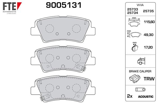 FTE 9005131 | Arka Fren Balatası Fiat 500X Jeep Renegade 14 -