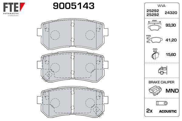FTE 9005143 | Arka Fren Balatası Hyundai Tucson 2012- Ix35 2010- (Elektronık El Frenı Olmayan Araclar İçin)