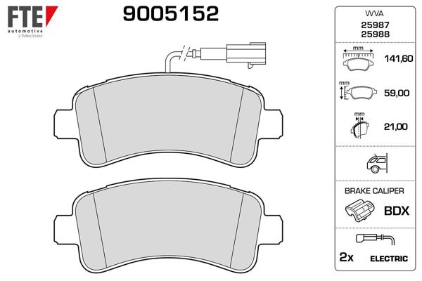 FTE 9005152 | Fren Balatası Arka Fişli Ducato 14-/ Boxer 14-/ Jumper 14 -