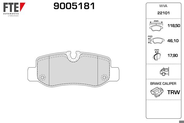 FTE 9005181 | Fren Balatası Arka V-Class W447 14-Vito W447 14 -