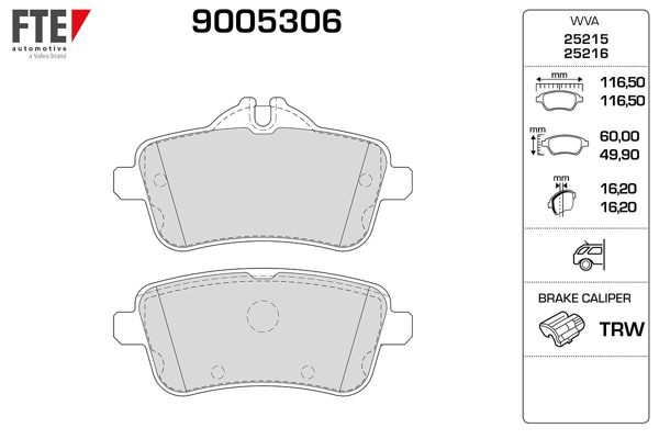 FTE 9005306 | Fren Balatası Arka X166 12-15 W176 13-18 C117 13-19 W166 15-18 C292 15-19 R172 12 -