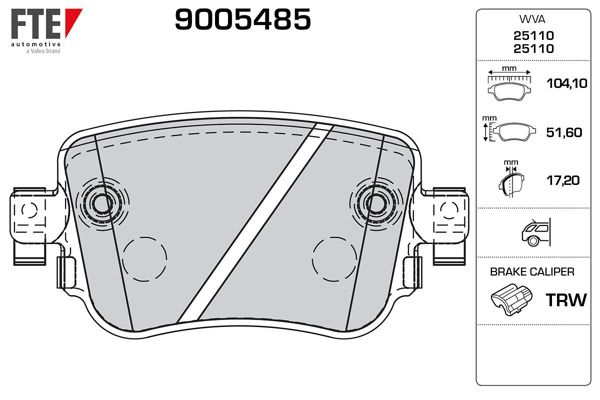 FTE 9005485 | Fren Balatası Arka Sharan 10 > Caddy IV 15 > A1 10 > Q3 11 > / Alhambra 10 > Leon 12 > Octavia III 13 >