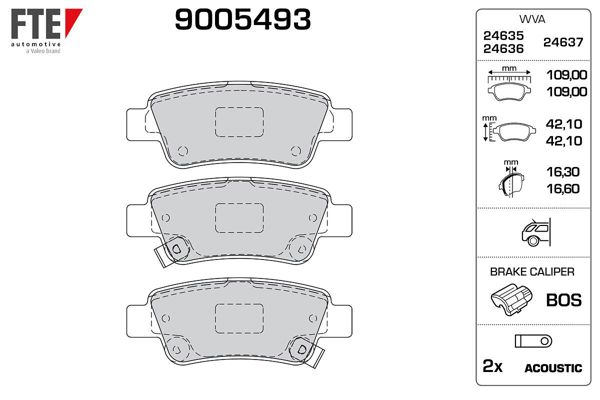 FTE 9005493 | Arka Fren Balatası Honda CRV 2.0 Vtec 2007-2012 CRV 1.6 2012-