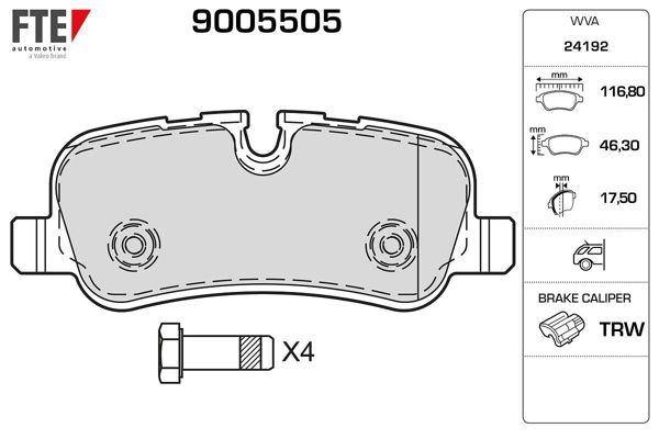 FTE 9005505 | Fren Balatası Arka Discovery 3 05-09 Discovery 4 2.7-3.0-5.0 10-16 Range Rover Sport 05-13 3.0-5.0