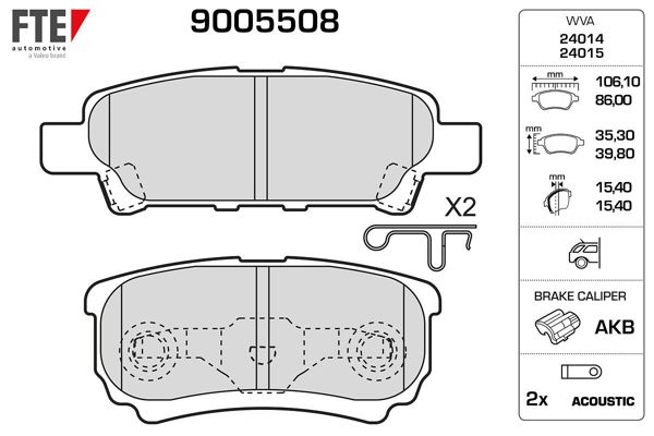 FTE 9005508 | Arka Fren Balatası Outlander 2.0 2.4 4X4 03-11 Lancer 03-11