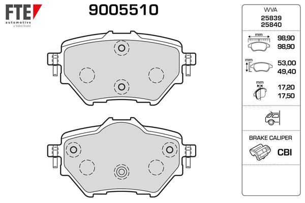 FTE 9005510 | Arka Fren Balatası Toyota Proace City 2008 II-3008-308 II-508 II-Partner-Rır-Berlingo-C4 Picasso II-Combo-Grandland X 13-Disk Çapı:268 mm
