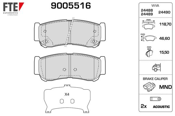 FTE 9005516 | Arka Fren Balatası Hyundai Santafe 2.2 2.7 CRDI 06->