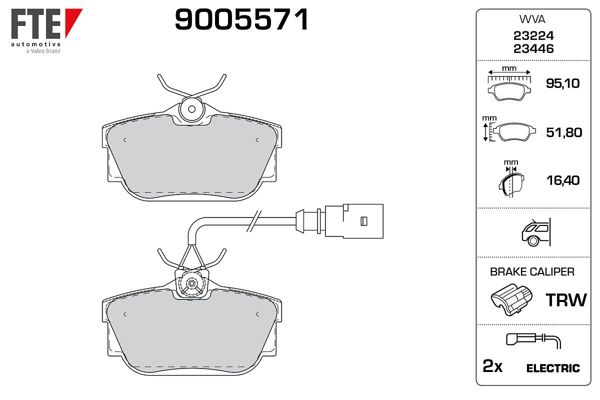 FTE 9005571 | Arka Fren Balatası (Kablolu) Sharan Alhambra Transporter T4 99-03 Galaxy 1,9Td 00-06 Mondeo III St220 02-07