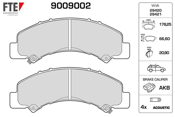 FTE 9009002 | Arka Fren Disk Balatası Isuzu N Wıde Nnr Nlr85 Euro5 / 6 | 1 Adet