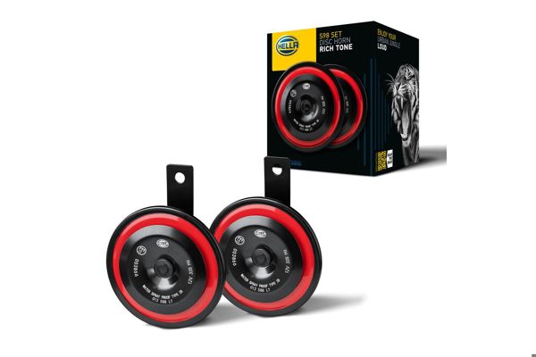 HELLA 3AM012588-341 | Korna,12V,Kırmızı / Siyah,Elektrikli,335Hz,400Hz,115Db,Dusuk Ses,Yuksek Ses,Unıversal