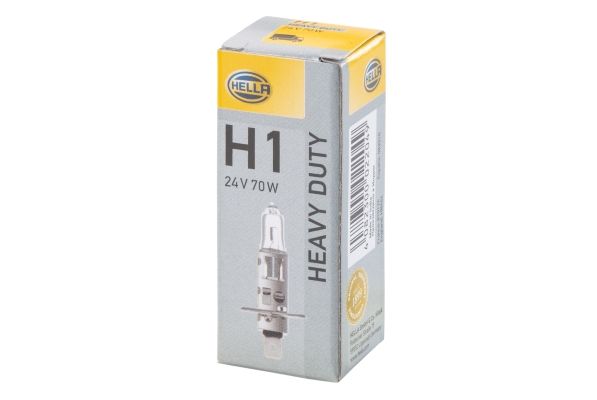 HELLA 8GH002089-251 | Ampül 24V Halojen H1 70W P14,5S (Uzun Far-Sis Farı)