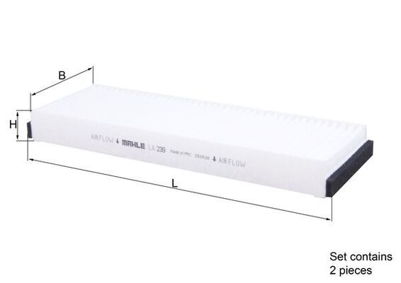 MAHLE LA239-S | Polen Filtresi E1944lı-2 / Ah247-2 (Karbonsuz)