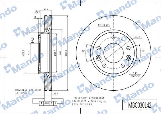 MANDO MBC030142 | Kia Carnıval 98-06 Ön Fren Diski 0K552-33-251A