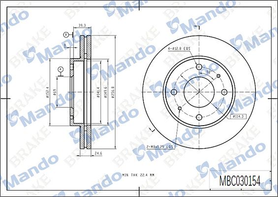 MANDO MBC030154 | Hyundai Sonata 02-05 Elantra 04-06 Kia Megantıs 04-06 Ön Fren Diski Havalı Tkm 280-4 517123D300