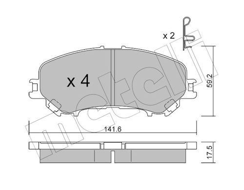 METELLİ 22-1010-1 | / Fren Balatası Ön Nissan Qashqai J11 2013-/ Xtrail T32 15-/ Renault Kadjar Koleos 2015-/
