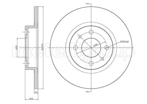 METELLİ 230179 | Fren Disk Ön Düz 257-4 (Fiat Tempra Marea Bravo 91-01 / Alfa Romeo 145 146 94-96) | 1 Adet