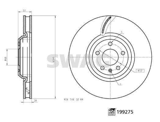 SWAG 33113345 | Ön Fren Diski 350×34 Audi
