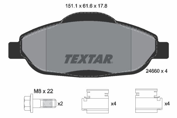 TEXTAR 2466001 | Fren Balatası Peugeot 308 / 3008 / 2008 / 5008 07-Ön