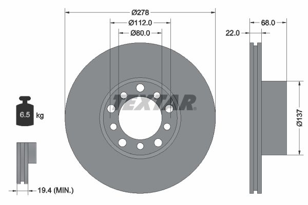 TEXTAR 92020400 | Fren Diski 126-110 Ön Tek | 2 Adet