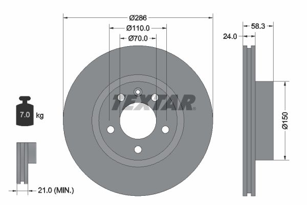 TEXTAR 92066903 | Fren Diski Opel Omega B 2.0 Ön | 2 Adet