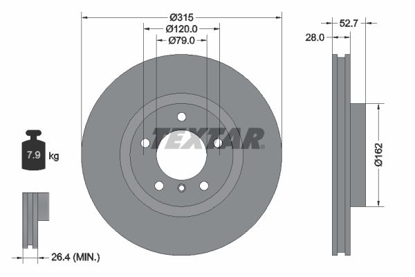 TEXTAR 92071203 | Fren Diski E-36 Ön M 3 Sağ 3.0 / 3.2 | 2 Adet