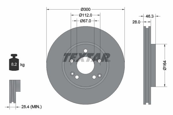 TEXTAR 92106003 | Fren Diski 210 Ön Komp. 203 C 280 / 320 | 2 Adet
