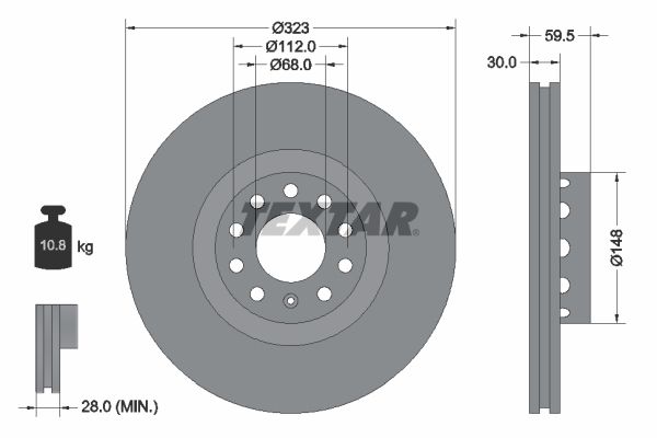 TEXTAR 92122103 | Fren Diski VW Phaeton 02-07 3.2-4.2 Ön 323X30 | 2 Adet