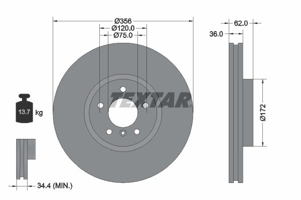 TEXTAR 92146203 | Fren Diski E-53 Ön 4.6 / 4.8 Tek | 2 Adet